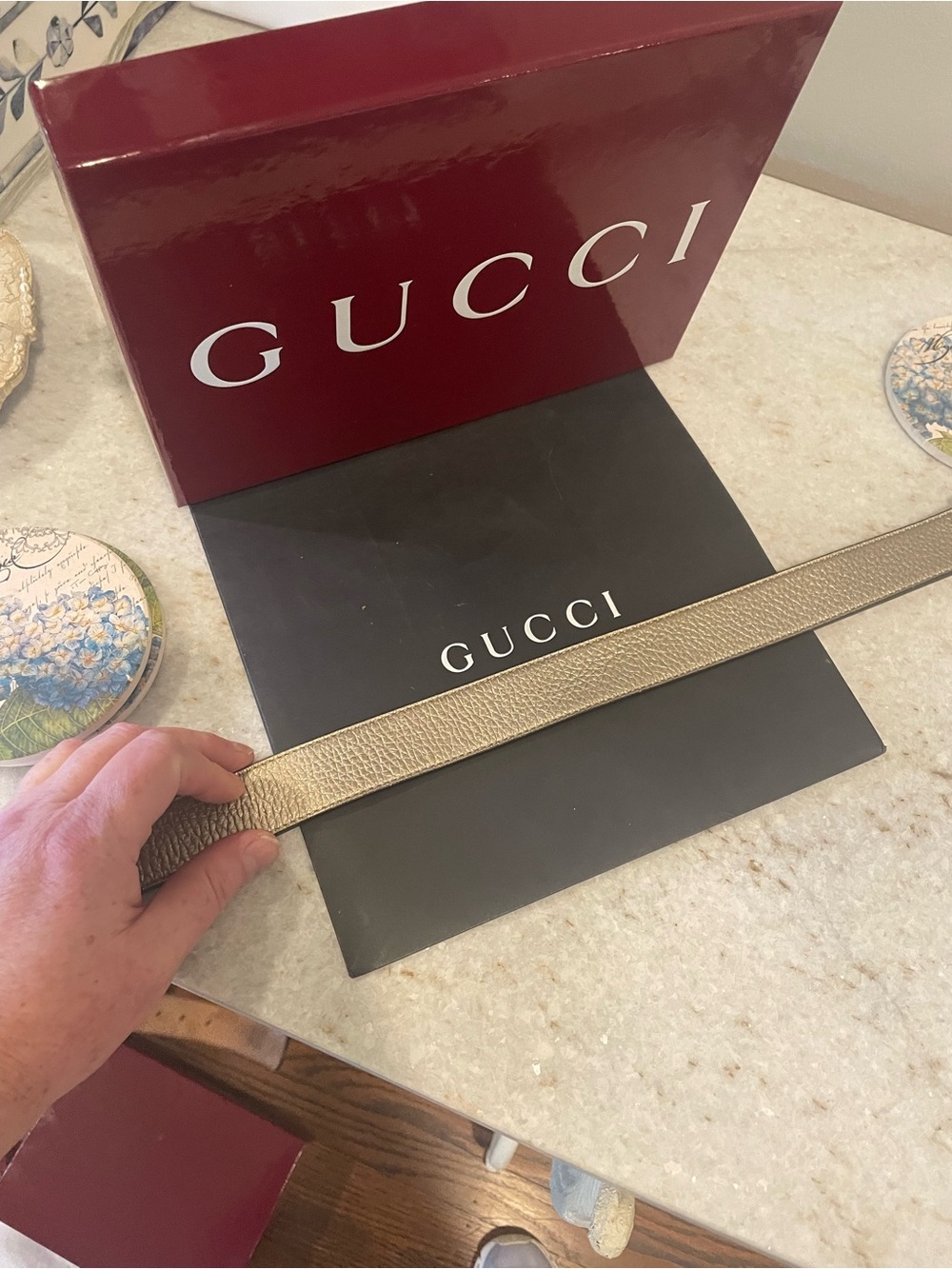 GUCCI~354381Crystal Embellished Interlocking G Leather Belt - Picture 5 of 10